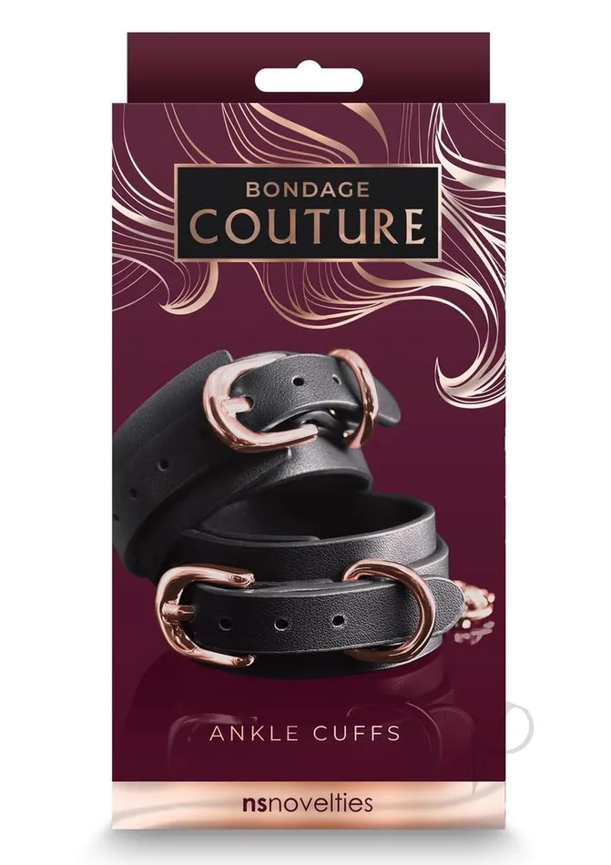 Bondage Couture Restraints Bondage Couture PU Leather Ankle Cuffs Black