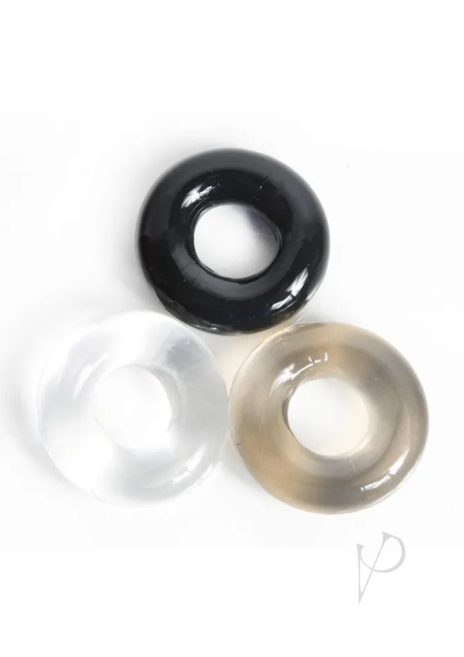 Boneyard Couples Boneyard Triple Play Stackable Bulge Cock Rings set of 3 Assorted Colors