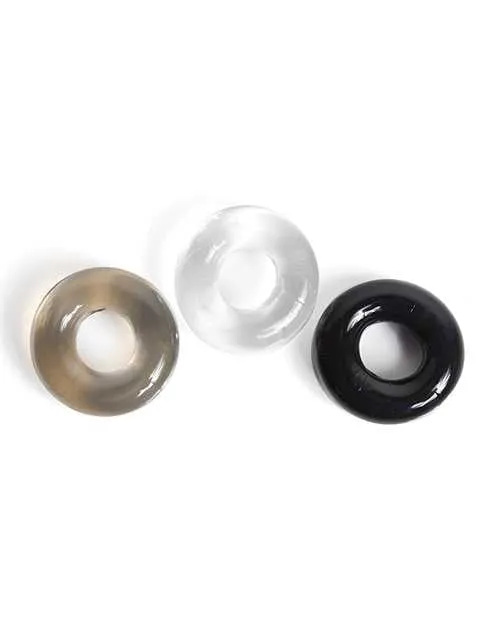 Boneyard Couples Boneyard Triple Play Stackable Bulge Cock Rings set of 3 Assorted Colors