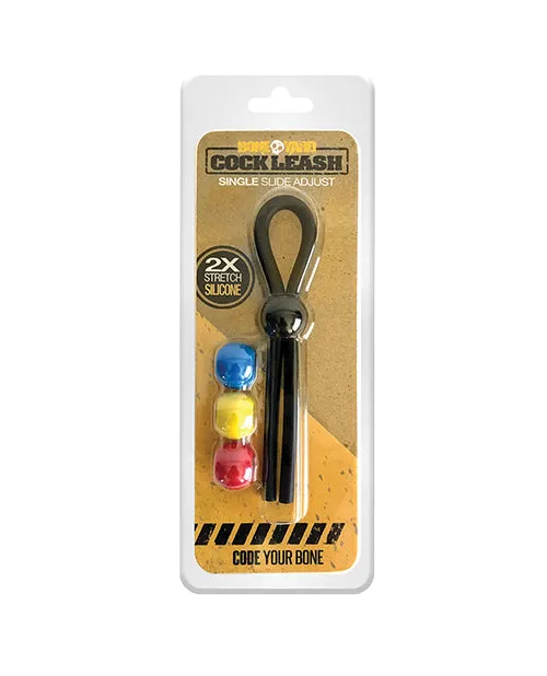 Boneyard Dildos Boneyard Single Slide Cock Leash 2X Stretch Silicone Cock Tie Black and Multicolor