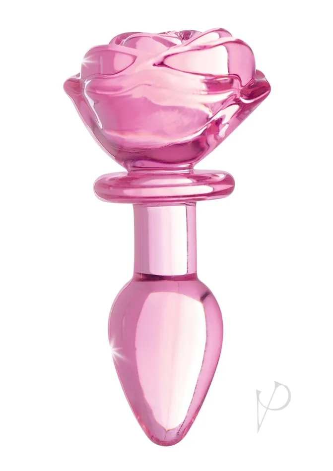 Booty Sparks Anal Booty Sparks Pink Rose Glass Anal Plug Small Pink