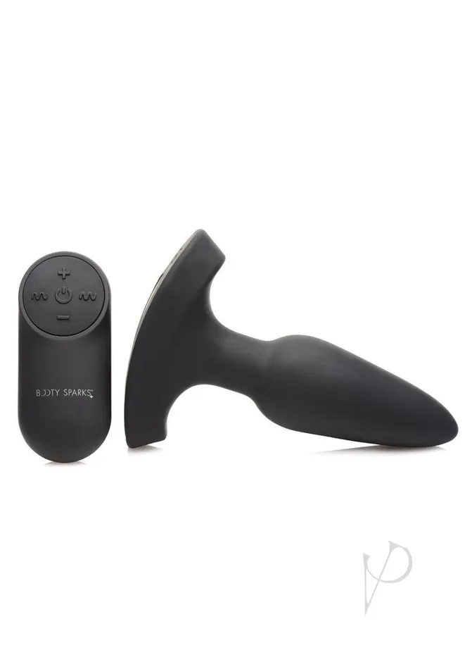 Booty Sparks Male Sex Toys Booty Sparks Laser F Me Rechargeable Silicone Anal Plug with Remote Control Small Black with Red Light