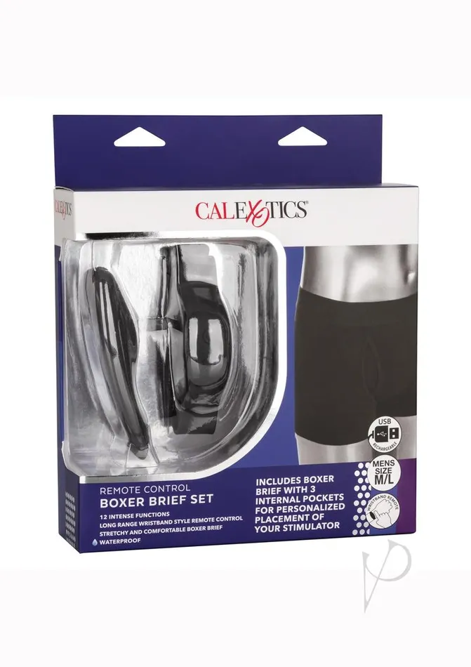 CalExotics Silicone Rechargeable Boxer Brief Panty Vibe with Remote Control 3 pieces ML Black Remote Controlled Vibes Female Sex Toys CalExotics Silicone Rechargeable Boxer Brief Panty Vibe with Remote Control 3 pieces ML Black Remote Controlled Vibes Female Sex Toys
