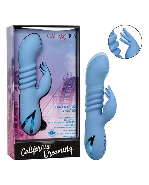 California Dreaming Santa Cruz Coaster Silicone Rechargeable Rabbit Vibrator Blue California Dreaming Female Sex Toys