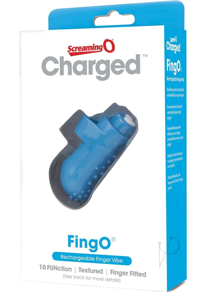 Charged Fing O Rechargeable Finger Vibrator Blue Charged Female Sex Toys