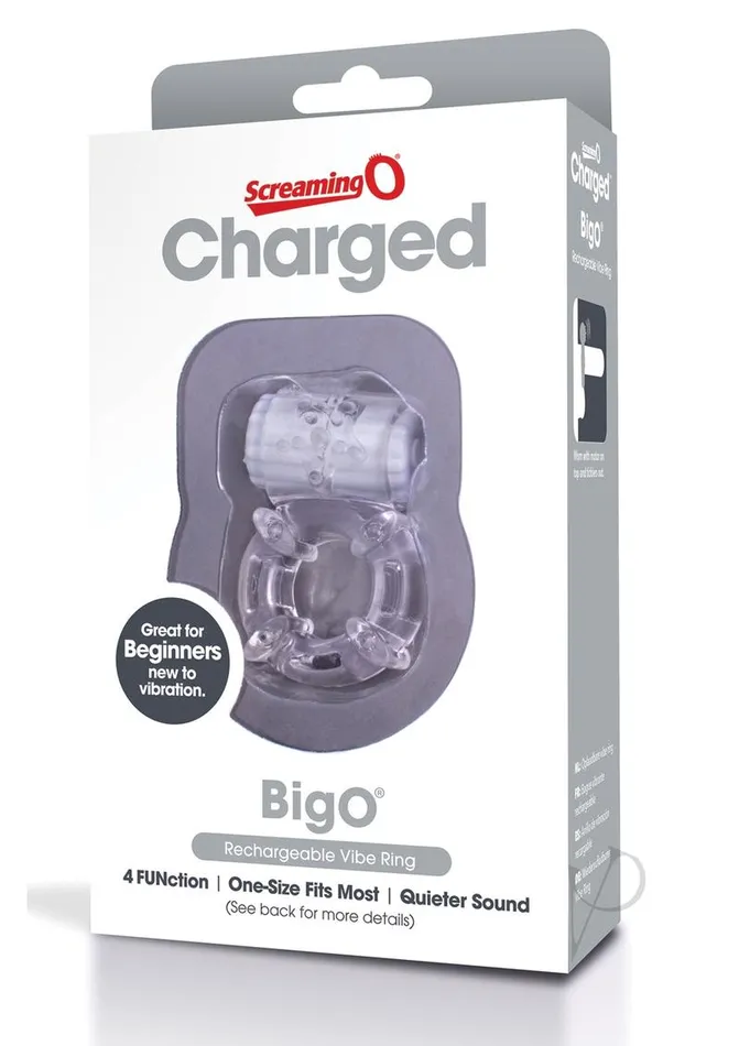 Charged Male Sex Toys Charged BigO Rechargeable Vibrating Cock Ring Clear