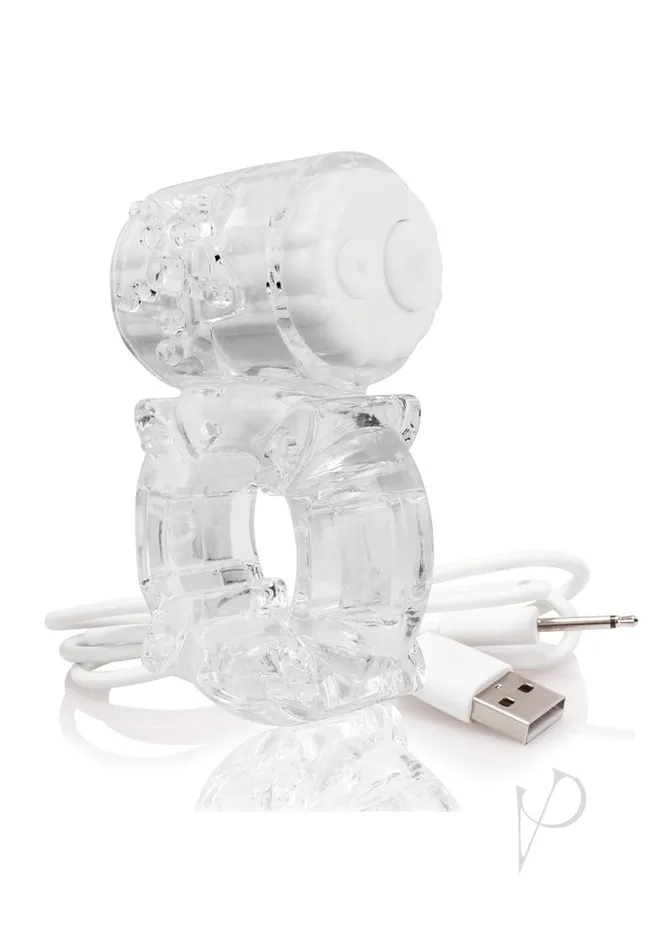 Charged Male Sex Toys Charged BigO Rechargeable Vibrating Cock Ring Clear