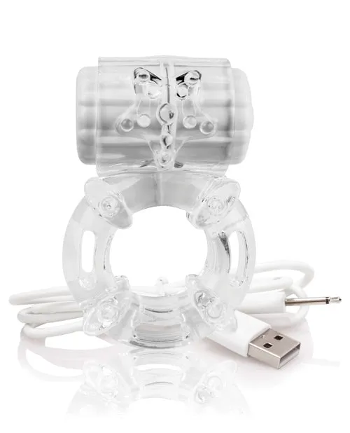 Charged Male Sex Toys Charged BigO Rechargeable Vibrating Cock Ring Clear