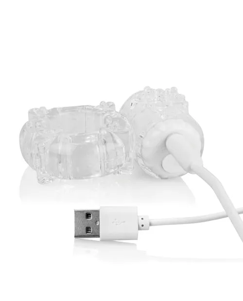 Charged Male Sex Toys Charged BigO Rechargeable Vibrating Cock Ring Clear