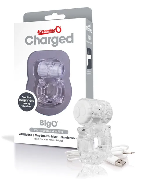 Charged Male Sex Toys Charged BigO Rechargeable Vibrating Cock Ring Clear