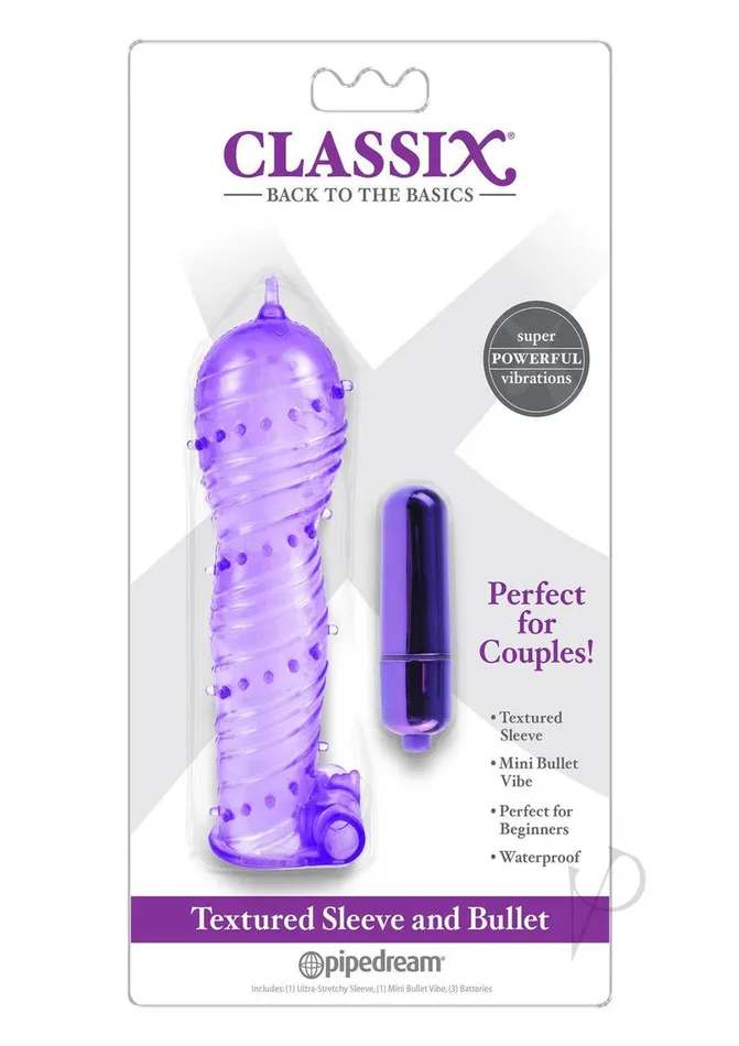 Classix Vibrators Classix Textured Sleeve and Bullet Vibrator Purple