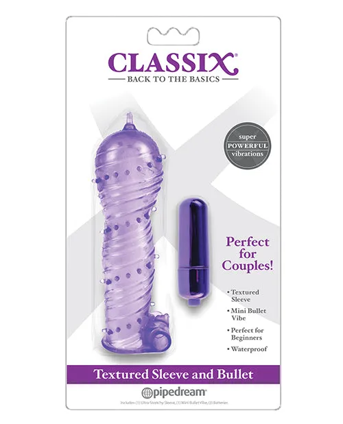 Classix Vibrators Classix Textured Sleeve and Bullet Vibrator Purple