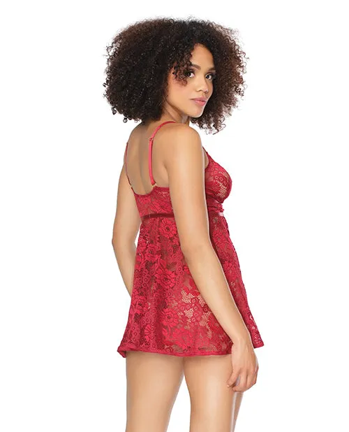 Coquette Male Sex Toys Stretch Lace Soft Triangle Cup Babydoll wThong Ruby OS Coquette Male Sex Toys Stretch Lace Soft Triangle Cup Babydoll wThong Ruby OS
