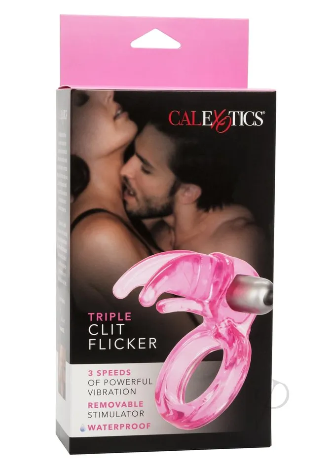 Couples Enhancers Male Sex Toys Triple Clit Flicker Cock Ring Red