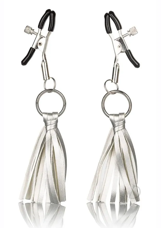 Couples Nipple Play Nipple Play Playful Tassels Nipple Clamps Silver