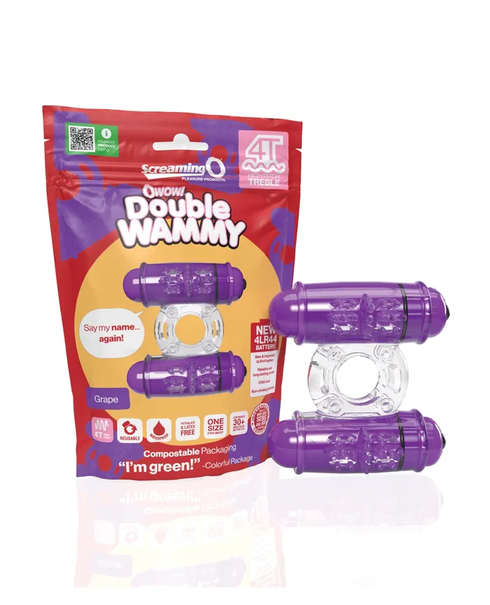 Couples Screaming O 4T Double Wammy Silicone Dual Vibrating Couples Cock Ring Grape