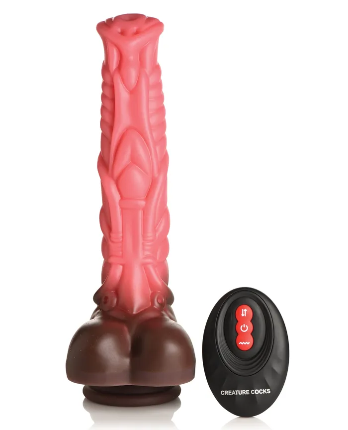 Creature Cocks Deluxe Centaur Thrusting and Vibrating Rechargeable Silicone Dildo PinkBrown Creature Cocks Dildos