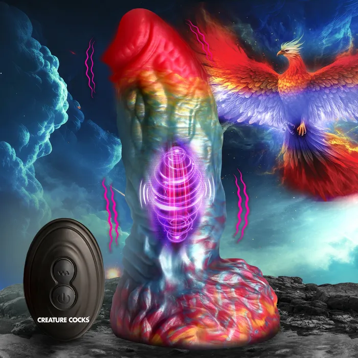 Creature Cocks Female Sex Toys Rainbow Phoenix Vibrating Silicone Dildo with Remote Creature Cocks Female Sex Toys Rainbow Phoenix Vibrating Silicone Dildo with Remote