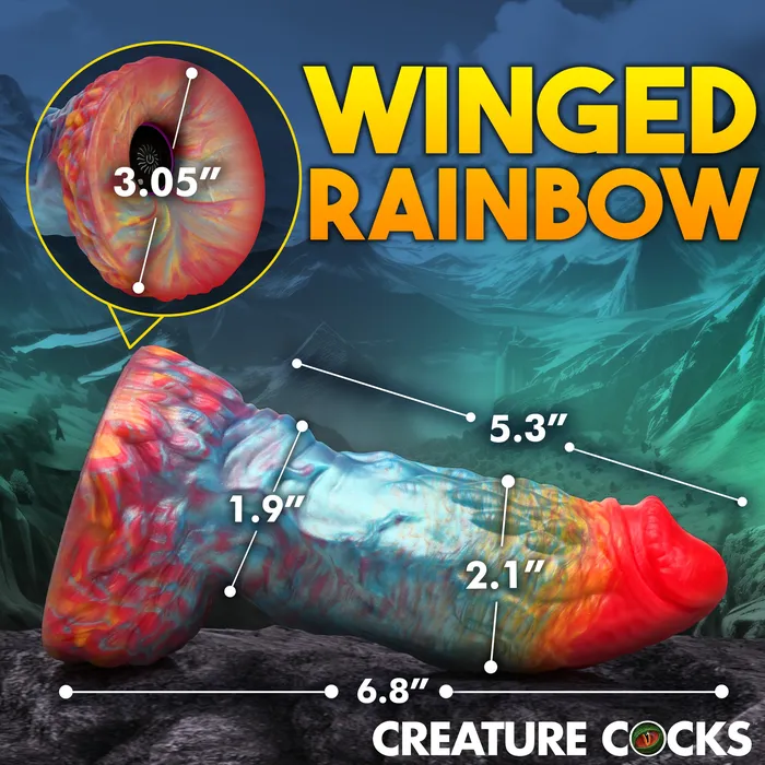 Creature Cocks Female Sex Toys Rainbow Phoenix Vibrating Silicone Dildo with Remote