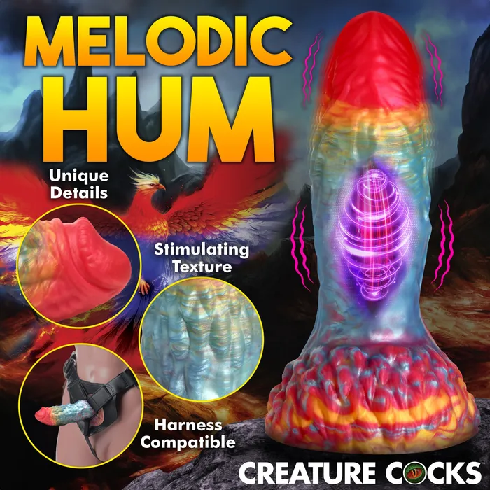 Creature Cocks Female Sex Toys Rainbow Phoenix Vibrating Silicone Dildo with Remote