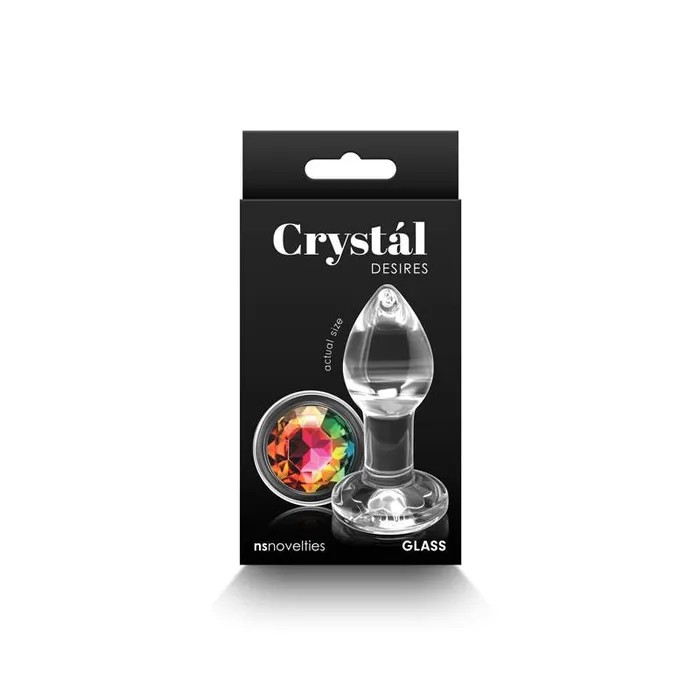 Crystal Desires Clear Medium Butt Plug with Rainbow Gem NS Novelties Anal