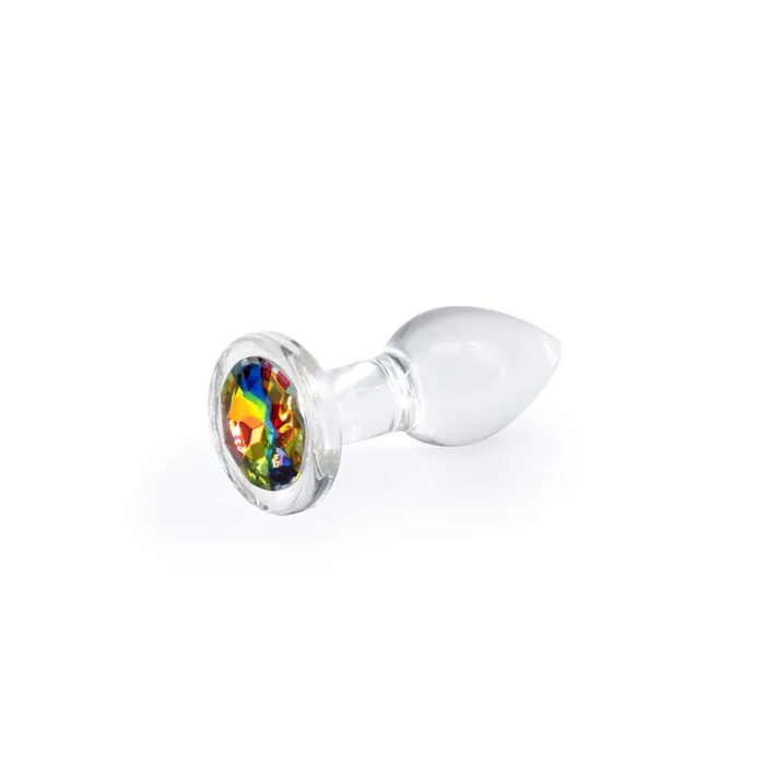 Crystal Desires Clear Medium Butt Plug with Rainbow Gem NS Novelties Anal