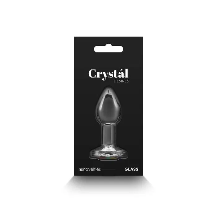 Crystal Desires Clear Medium Butt Plug with Rainbow Gem NS Novelties Anal
