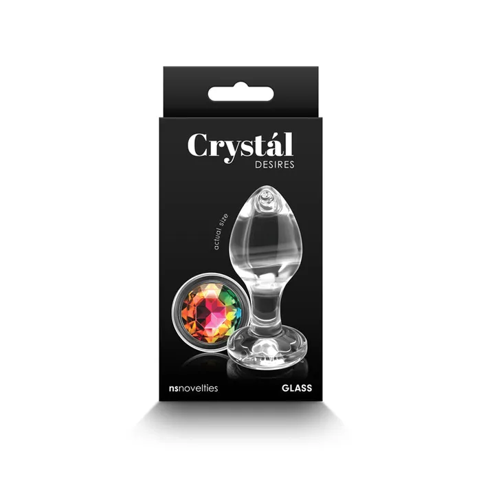Crystal Desires Clear Medium Butt Plug with Rainbow Gem NS Novelties Anal