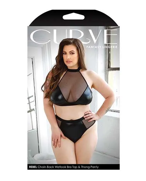Curve By Fantasy Lingerie Vibrators Curve Rebel Wetlook Halter Top wRemovable Chain Panty Black 1X2X Curve By Fantasy Lingerie Vibrators Curve Rebel Wetlook Halter Top wRemovable Chain Panty Black 1X2X