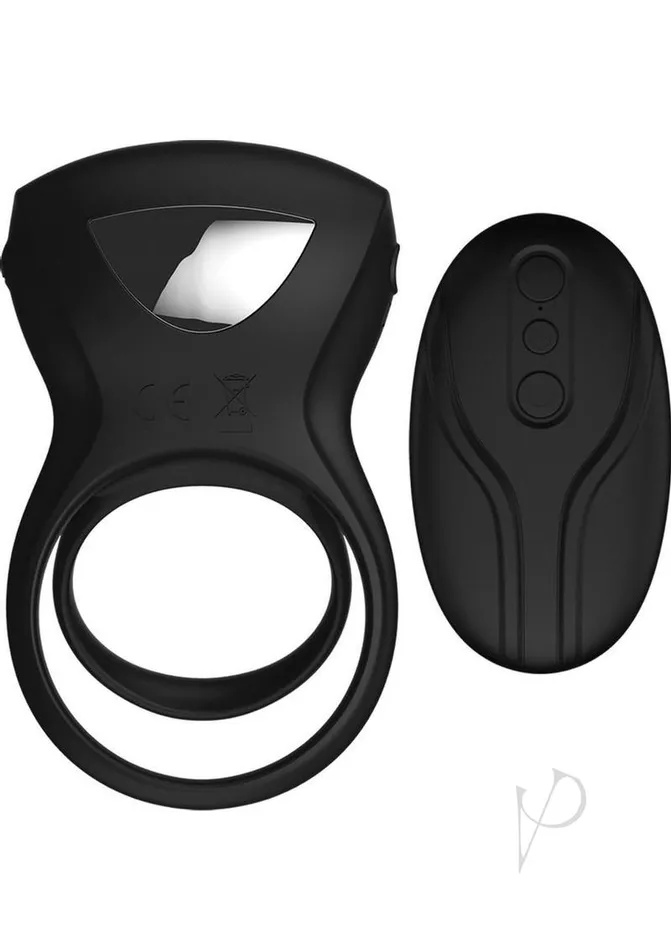 Decadence Shafter Shock Silicone Electro Shock Cock Ring with Remote Control Black Decadence Male Sex Toys