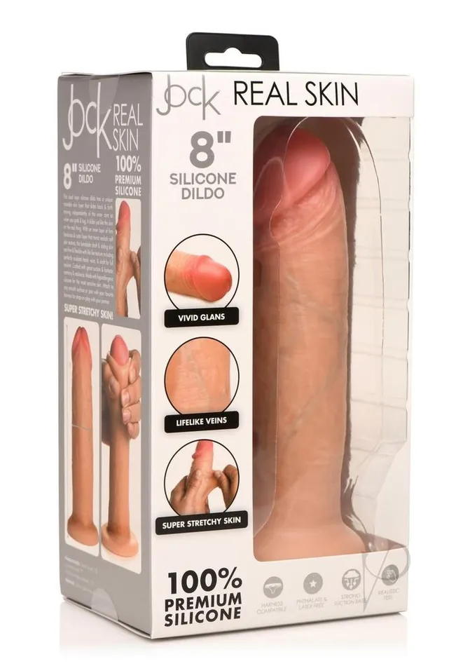 Dildos Jock Jock Real Skin Silicone Dildo 8in Vanilla