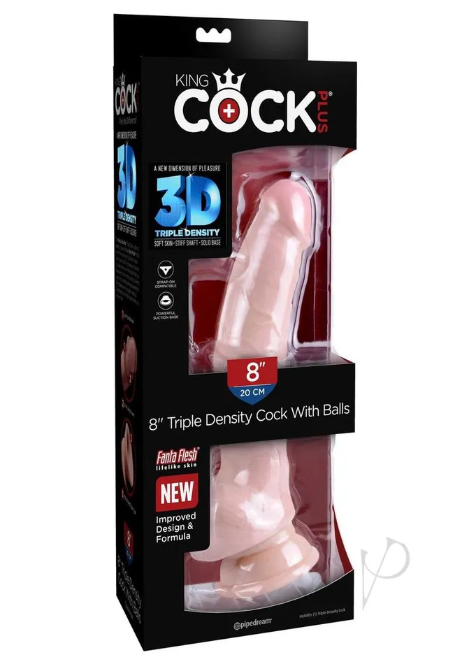 Dildos King Cock King Cock Plus Triple Density Dildo with Balls 8in Vanilla Dildos King Cock King Cock Plus Triple Density Dildo with Balls 8in Vanilla