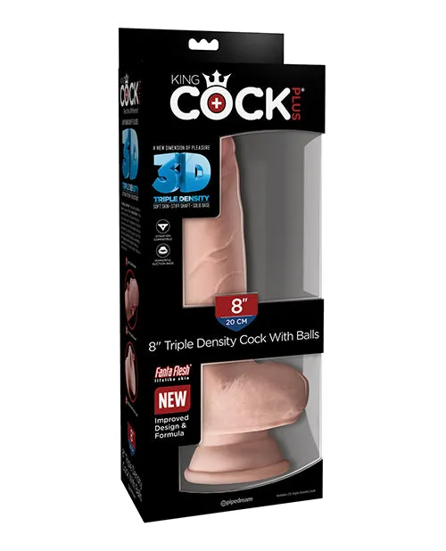 Dildos King Cock King Cock Plus Triple Density Dildo with Balls 8in Vanilla