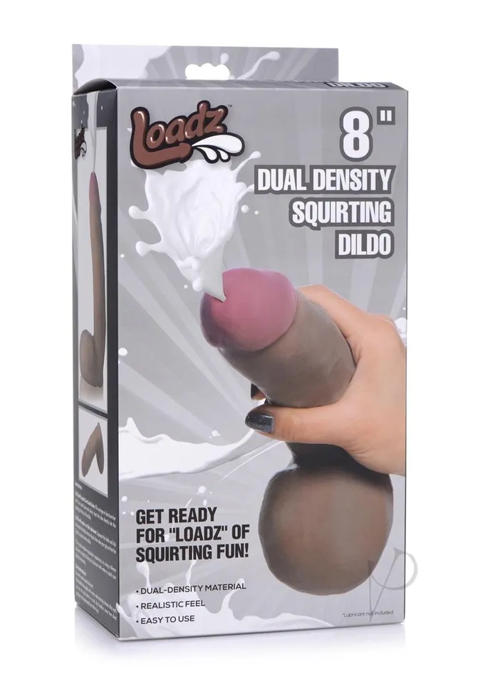 Dildos Loadz Loadz Dual Density Squirting Dildo 8in Chocolate