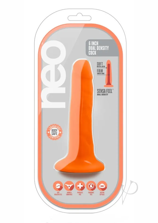 Dildos Neo Dual Density Dildo 6in Neon Orange Neo