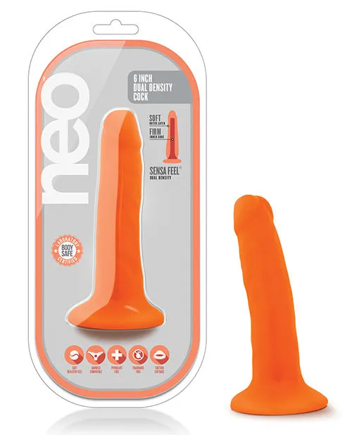 Dildos Neo Dual Density Dildo 6in Neon Orange Neo Dildos Neo Dual Density Dildo 6in Neon Orange Neo