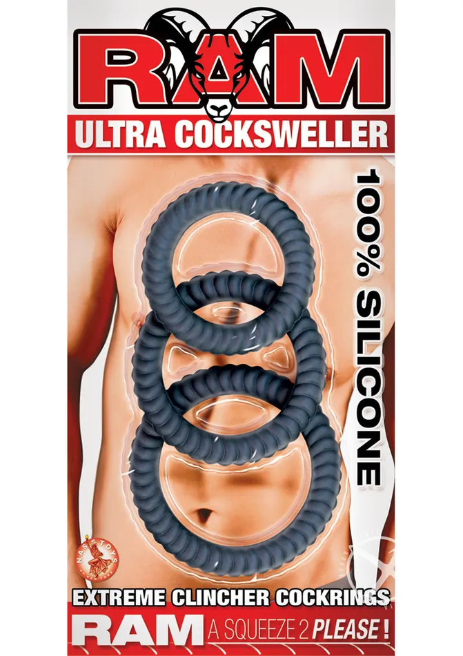 Dildos Ram Ultra Cocksweller Silicone Cock Rings Black Ram