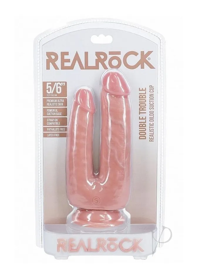 Dildos Real Rock RealRock Ultra Realistic Skin Double Trouble 5in6in Vanilla Dildos Real Rock RealRock Ultra Realistic Skin Double Trouble 5in6in Vanilla