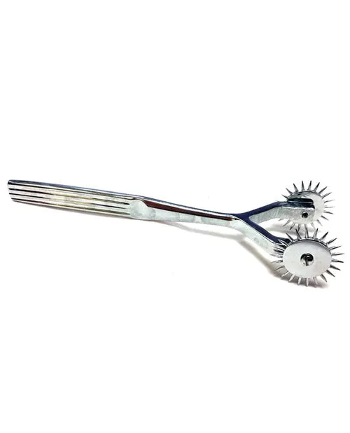 Dildos Rouge Two Prong Stainless Steel Pinwheel Silver Rouge
