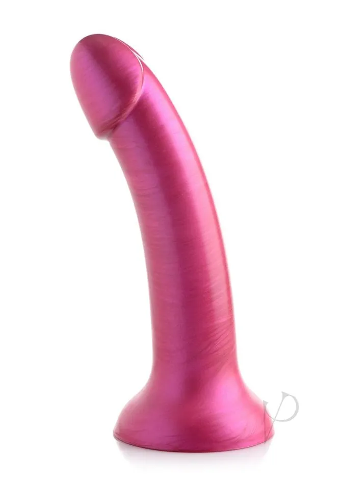 Dildos Simply Sweet Metallic Silicone Dildo 7in Pink Simply Sweet