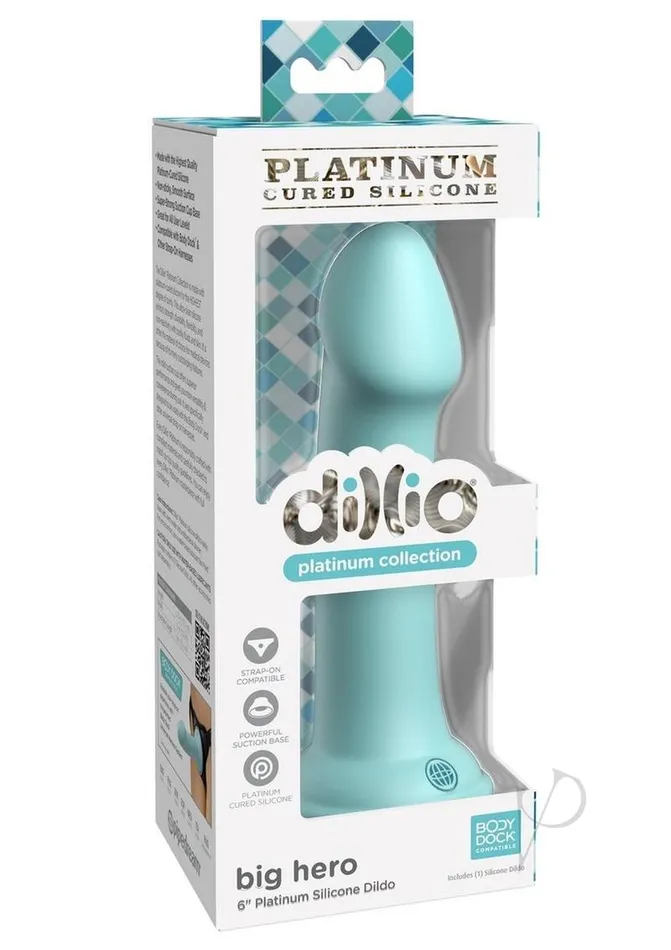 Dillio Dildos Dillio Platinum Big Hero Silicone Dildo 6in Teal