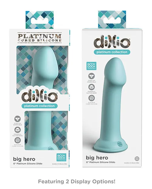 Dillio Dildos Dillio Platinum Big Hero Silicone Dildo 6in Teal