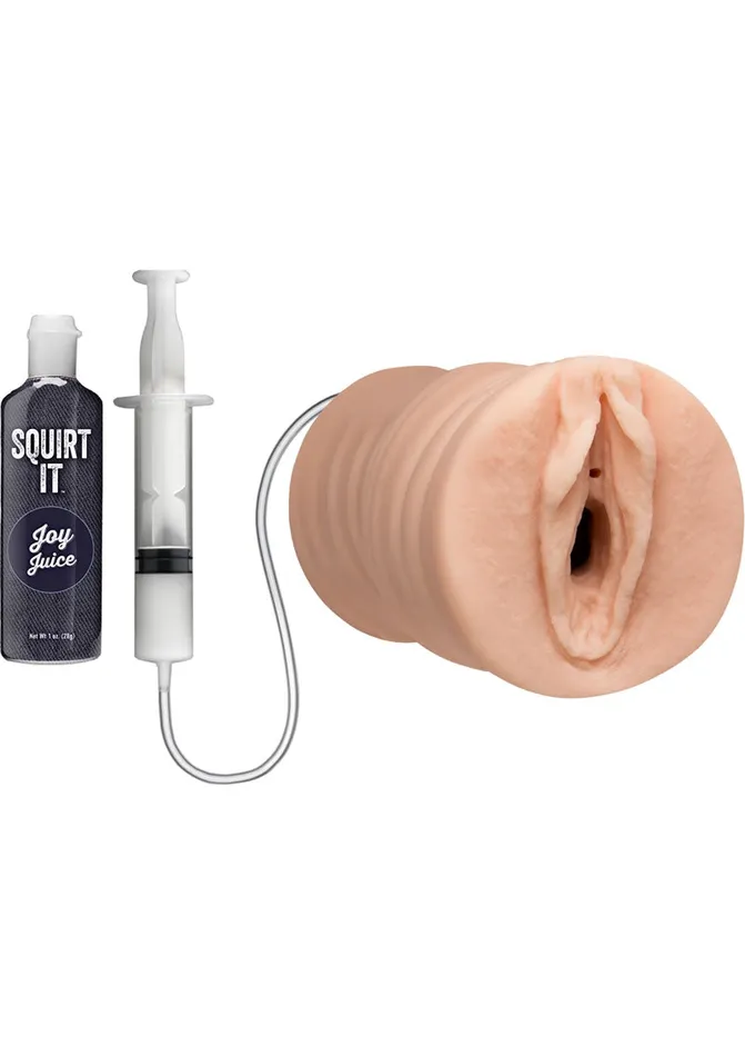 Doc Johnson Male Sex Toys Squirt It Ultraskyn Squirting Masturbator with 1oz Joy Juice Pussy Vanilla