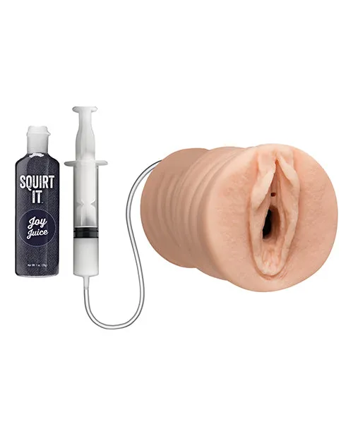 Doc Johnson Male Sex Toys Squirt It Ultraskyn Squirting Masturbator with 1oz Joy Juice Pussy Vanilla