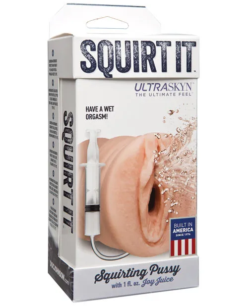 Doc Johnson Male Sex Toys Squirt It Ultraskyn Squirting Masturbator with 1oz Joy Juice Pussy Vanilla