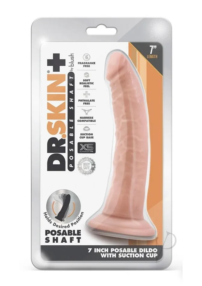 Dr Skin Dildos Dr Skin Plus Gold Collection Posable Dildo 7in Vanilla