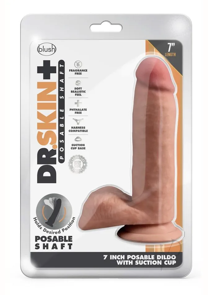 Dr Skin Female Sex Toys Dr Skin Plus Gold Collection Posable Dildo with Balls and Suction Cup 7in Caramel Dr Skin Female Sex Toys Dr Skin Plus Gold Collection Posable Dildo with Balls and Suction Cup 7in Caramel