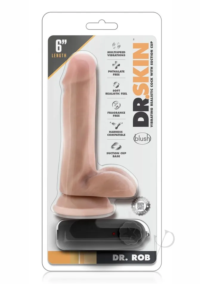 Dr Skin Female Sex Toys Dr Skin Silver Collection Dr Rob Vibrating Dildo with Wired Remote Control 6in Vanilla Dr Skin Female Sex Toys Dr Skin Silver Collection Dr Rob Vibrating Dildo with Wired Remote Control 6in Vanilla