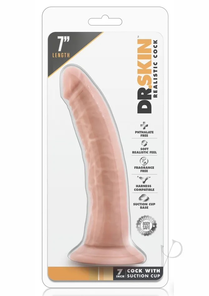 Dr Skin Female Sex Toys Dr Skin Silver Collection Realistic Cock with Suction Cup Dildo 7in Vanilla Dr Skin Female Sex Toys Dr Skin Silver Collection Realistic Cock with Suction Cup Dildo 7in Vanilla