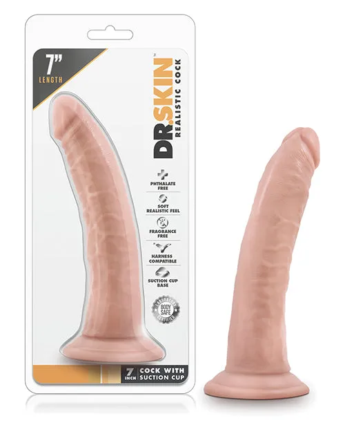 Dr Skin Female Sex Toys Dr Skin Silver Collection Realistic Cock with Suction Cup Dildo 7in Vanilla Dr Skin Female Sex Toys Dr Skin Silver Collection Realistic Cock with Suction Cup Dildo 7in Vanilla